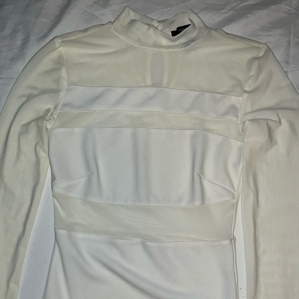 White Long Sleeve Mesh Bodysuit